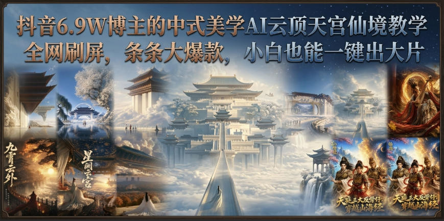 抖音6.9W博主的中式美学AI云顶天宫仙境教学,全网刷屏,条条大爆款,小白也能一键出大片-思丰网赚