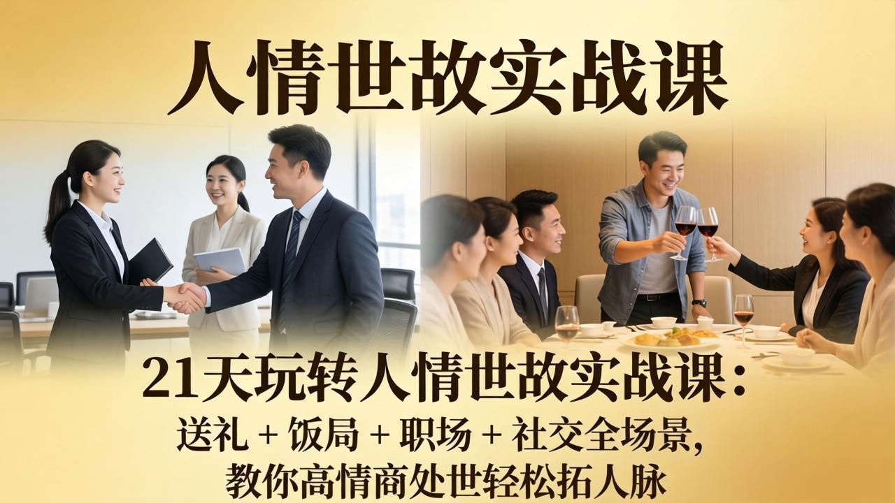 21 天玩转人情世故实战课:送礼 + 饭局 + 职场 + 社交全场景,教你高情商处世轻松拓人脉-优优云网创