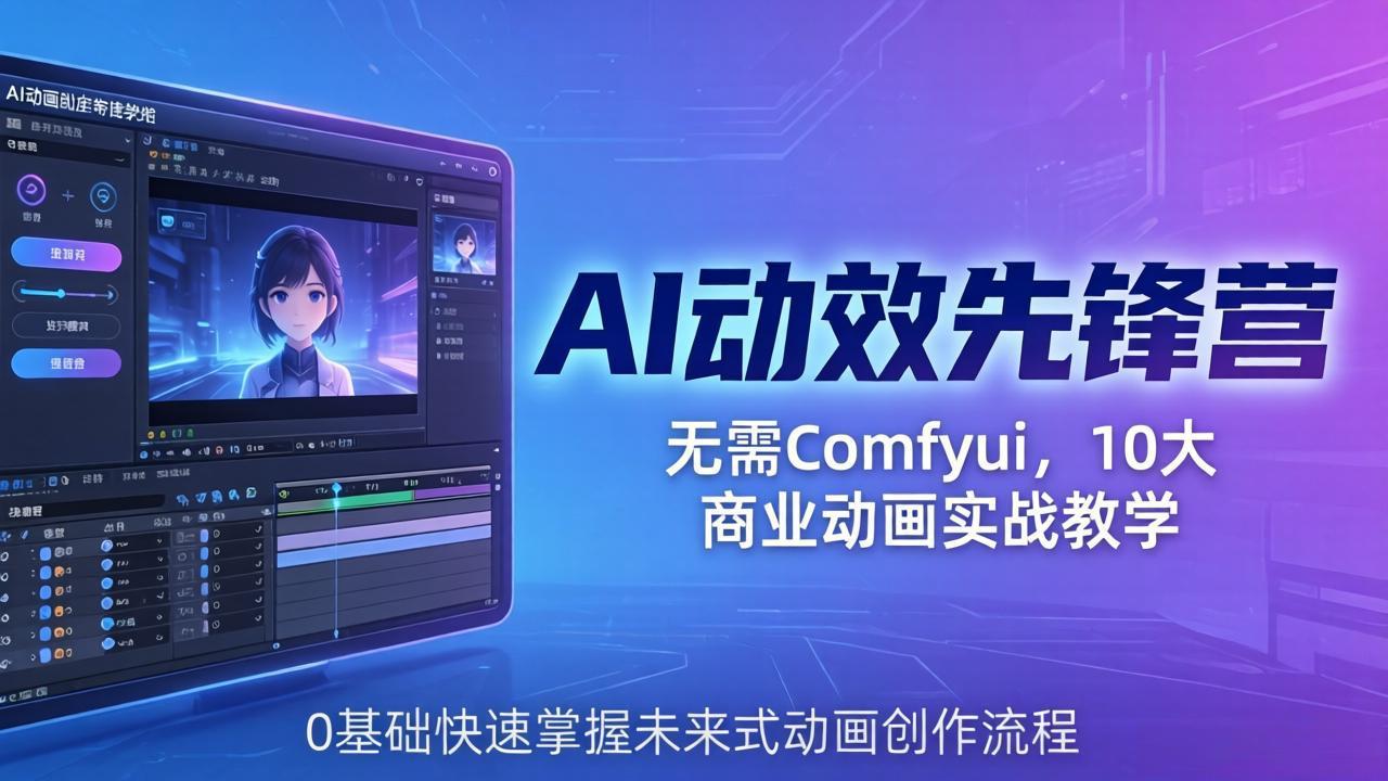 AI 动效先锋营:无需Comfyui,10大商业动画实战教学,0基础快速掌握未来式动画创作流程-优优云网创