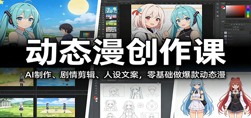 动态漫创作课:AI制作、剧情剪辑、人设文案,零基础做爆款动态漫-优优云网创