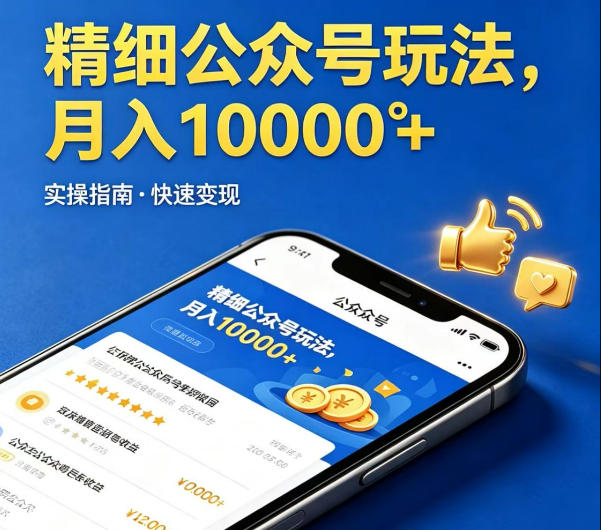 精细化公众号玩法，我们给你提供文章，你来负责发布，收益可观，月入1W+【揭秘】-优优云网创