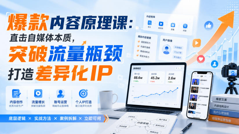 爆款内容原理课：直击自媒体本质，突破流量瓶颈打造差异化IP-思丰网赚