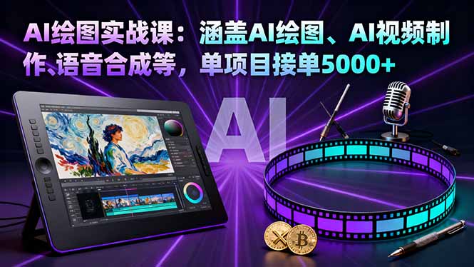 AI绘图实战课:涵盖AI绘图、AI视频制作、语音合成等,单项目接单5000+-优优云网创