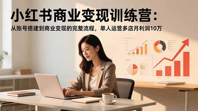 小红书商业变现训练营:从账号搭建到商业变现的完整流程,单人运营多店月利润10万-优优云网创