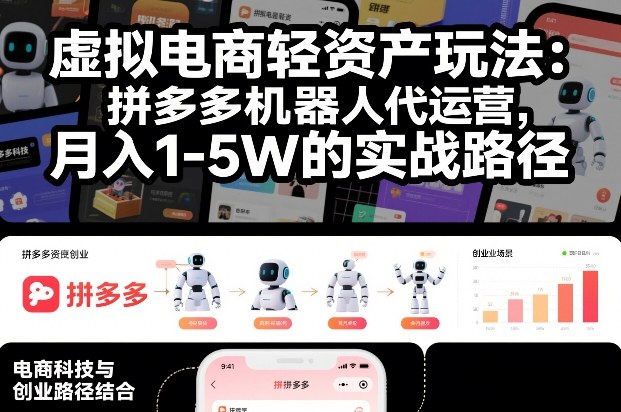 虚拟电商轻资产玩法:拼多多机器人代运营,月入1-5W的实战路径【揭秘】-优优云网创