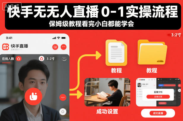 快手无人直播0-1实操流程,保姆级教程看完小白都能学会-优优云网创