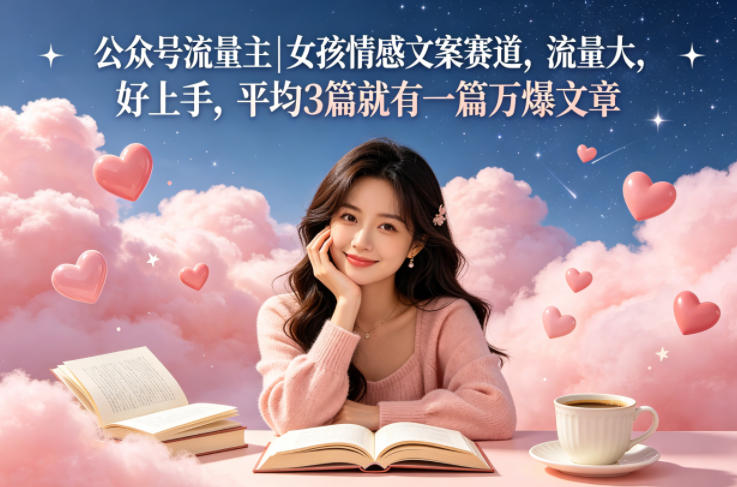 公众号流量主女孩情感文案赛道，流量大，好上手，平均3篇就有一篇万爆文章-优优云网创