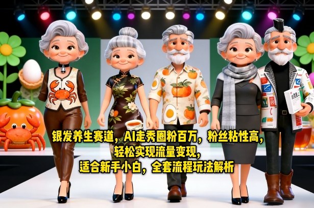 银发养生赛道,AI走秀圈粉百万,粉丝粘性高,轻松实现流量变现,适合新手小白,全套流程玩法解析-优优云网创