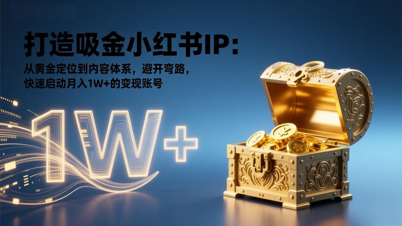 打造吸金小红书IP:从黄金定位到内容体系,避开弯路,快速启动月入1W+的变现账号-优优云网创
