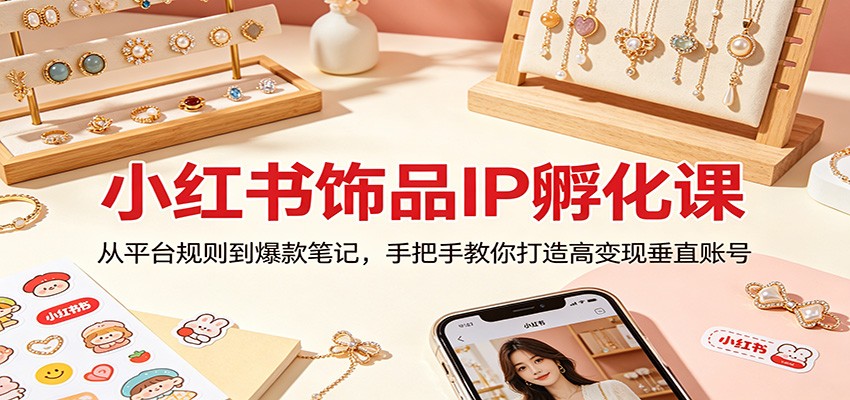 小红书饰品IP孵化课:从平台规则到爆款笔记,手把手教你打造高变现垂直账号-优优云网创