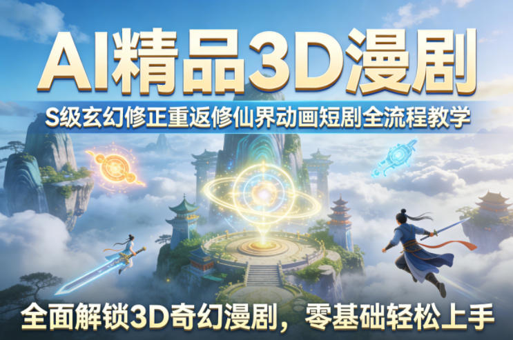 AI精品3D漫剧S级玄幻修正重返修仙界动画短剧全流程教学,全面解锁3D奇幻漫剧,零基础轻松上手-优优云网创