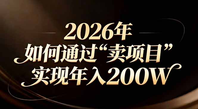站在2026年的十字路口:一个普通人如何通过卖项目实现年入200万-优优云网创