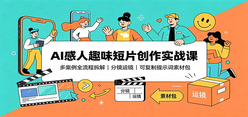 AI感人趣味短片创作实战课:多案例全流程拆解,分镜运镜,可复制提示词素材包-思丰网赚