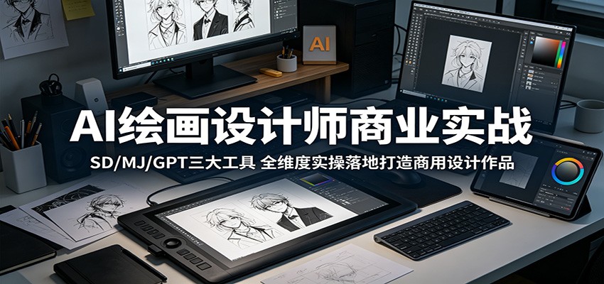 AI绘画设计师商业实战：SD/MJ/GPT三大工具，全维度实操落地打造商用设计作品-优优云网创
