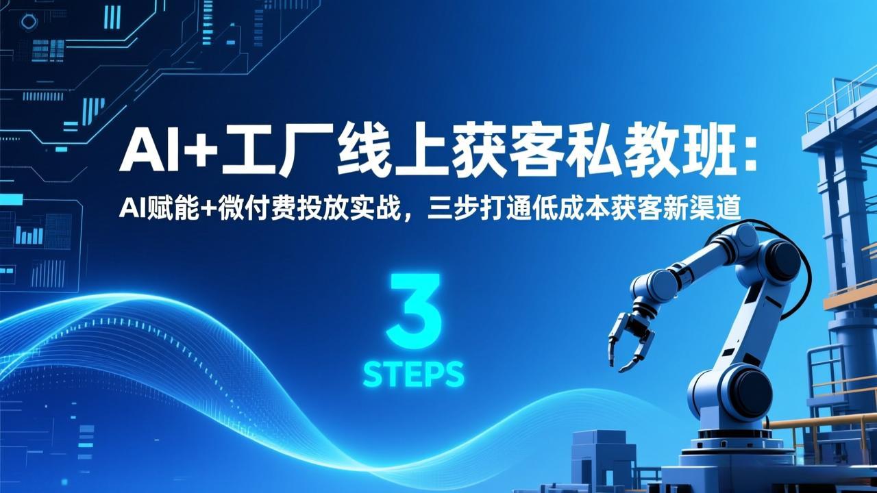 AI+工厂线上获客私教班:AI赋能+微付费投放实战,三步打通低成本获客新渠道-优优云网创