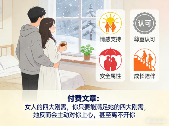 付费文章:女人的四大刚需,你只要能满足她的四大刚需,她反而会主动对你上心,甚至离不开你-优优云网创