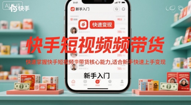 快手短视频带货,快速掌握快手短视频带货核心能力,适合新手快速上手变现-优优云网创