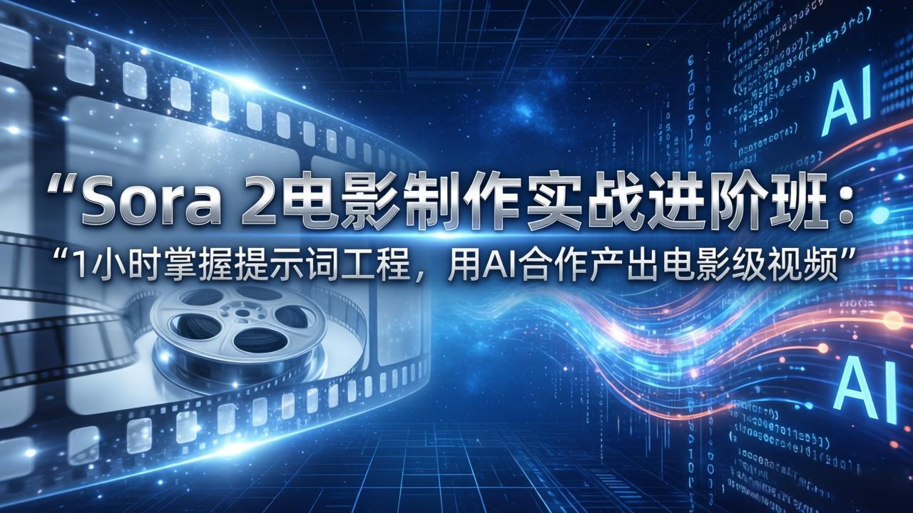 Sora 2电影制作实战进阶班:1小时掌握提示词工程,用AI合作产出电影级视频-优优云网创