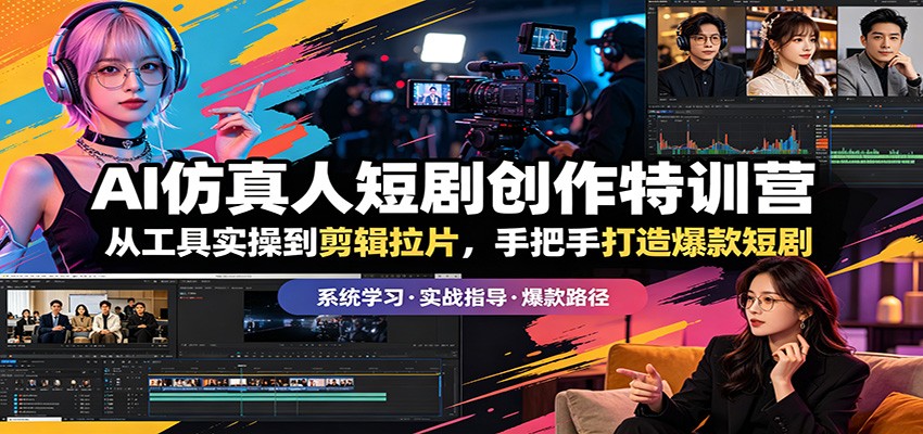 AI仿真人短剧创作特训营:从工具实操到剪辑拉片,手把手打造爆款短剧-优优云网创