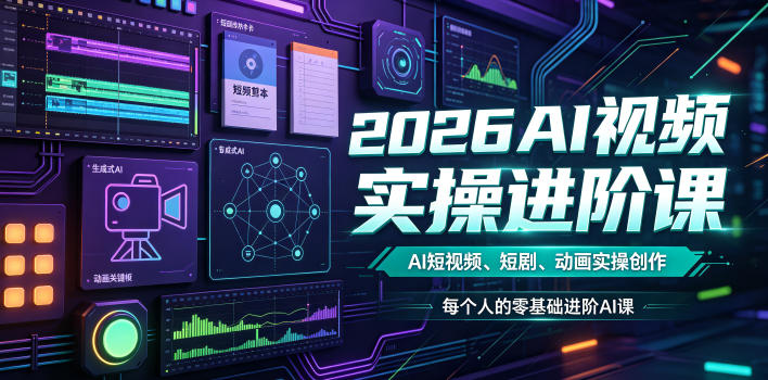 2026AI视频实操进阶课，AI短视频、短剧、动画实操创作，每个人的零基础进阶ai课（更新0825）-思丰网赚