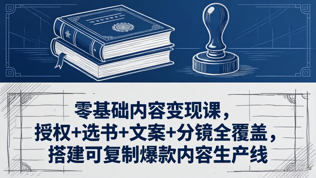 零基础内容变现课,授权+选书+文案+分镜全覆盖,搭建可复制爆款内容生产线-优优云网创