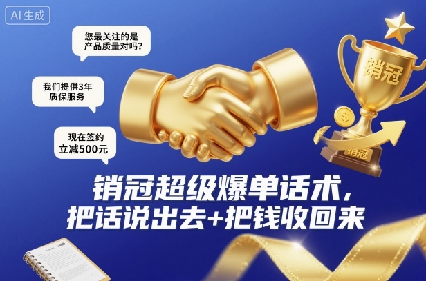 销冠超级爆单话术,把话说出去+把钱收回来-优优云网创