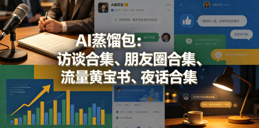 AI蒸馏包：访谈合集、朋友圈合集、流量黄宝书、夜话合集【文档】-优优云网创