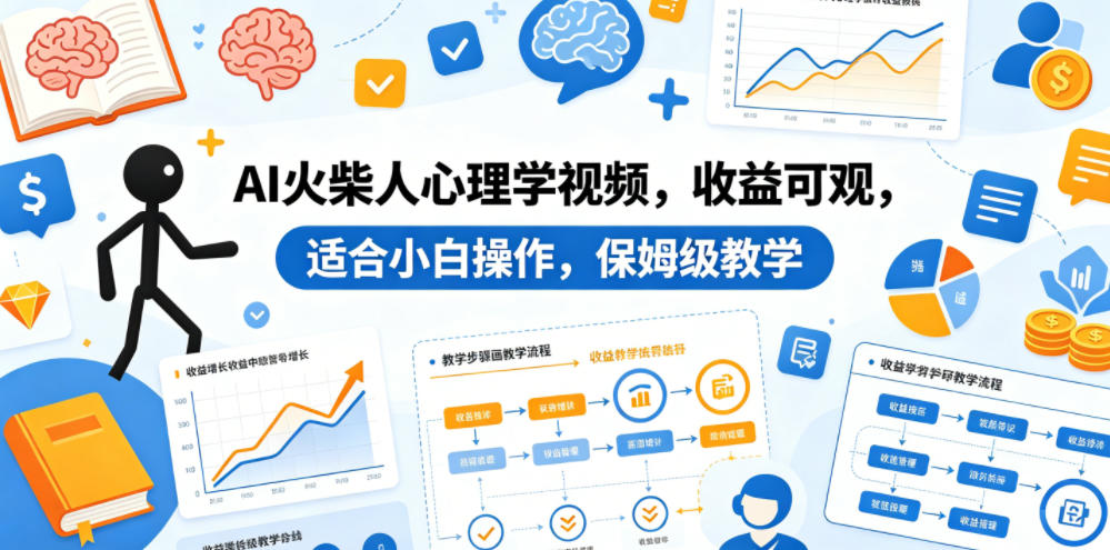 AI火柴人心理学视频,收益可观,适合小白操作,保姆级教学-优优云网创