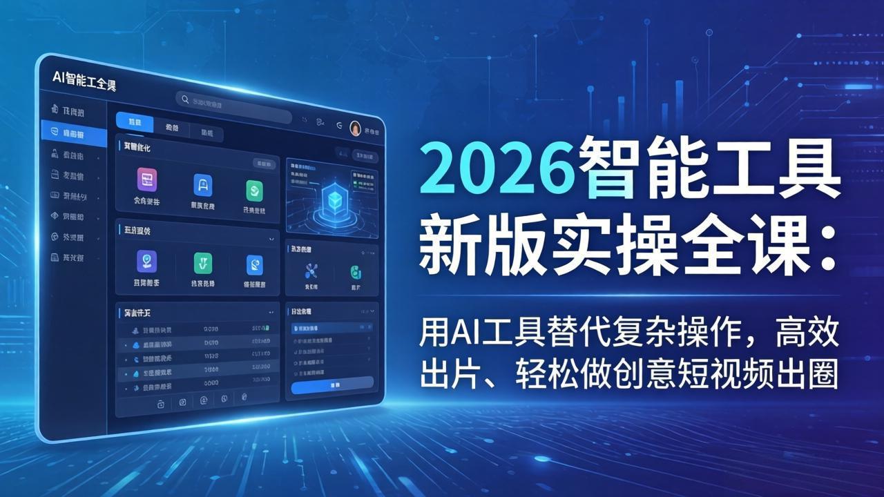 2026智能工具新版实操全课:用AI工具替代复杂操作,高效出片、轻松做创意短视频出圈-优优云网创