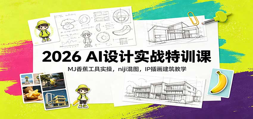 2026 AI设计实战特训课：MJ香蕉工具实操，niji混图，IP插画建筑教学-思丰网赚