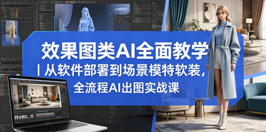 效果图类AI全面教学|从软件部署到场景模特软装,全流程AI出图实战课-优优云网创