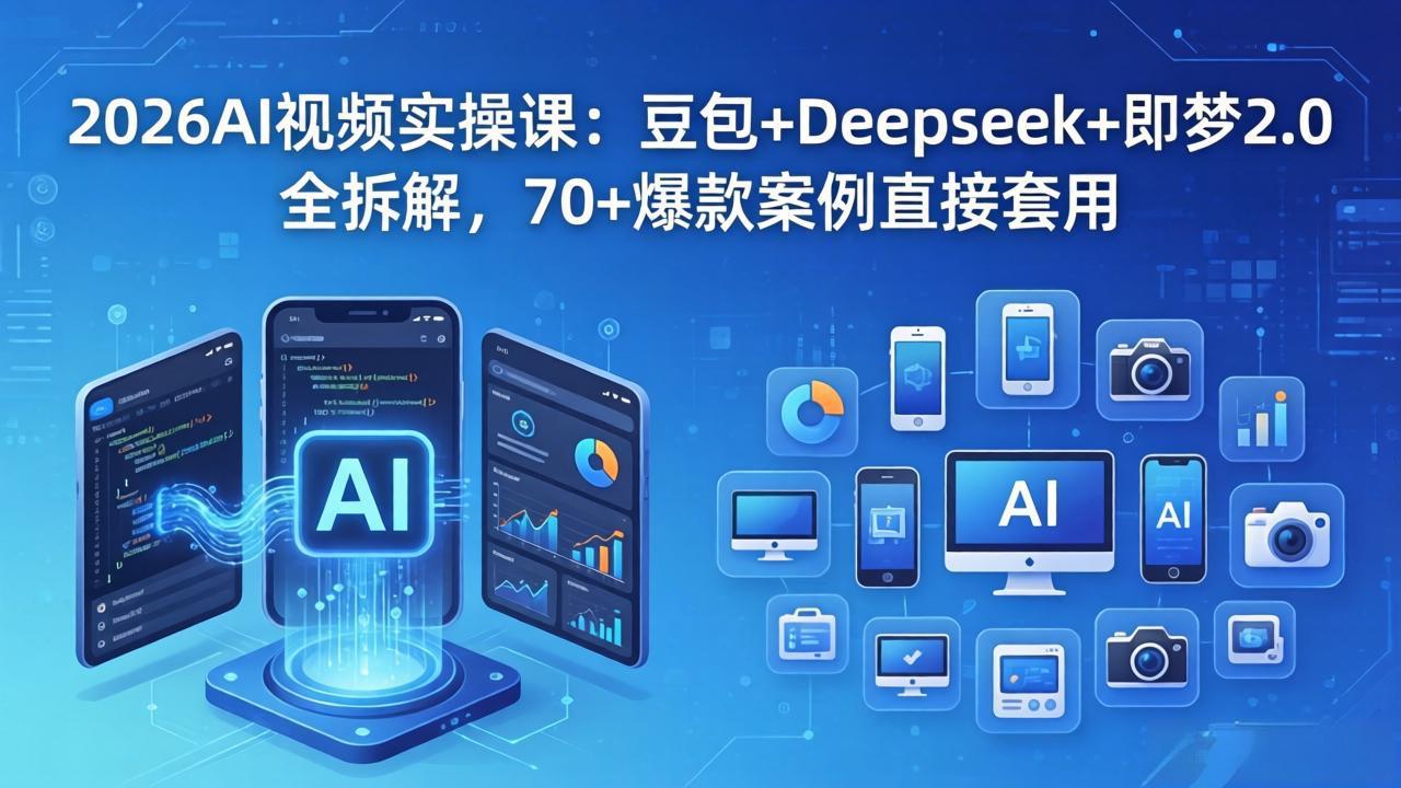 2026AI视频实操课:豆包+Deepseek+即梦2.0全拆解,70+爆款案例直接套用-优优云网创