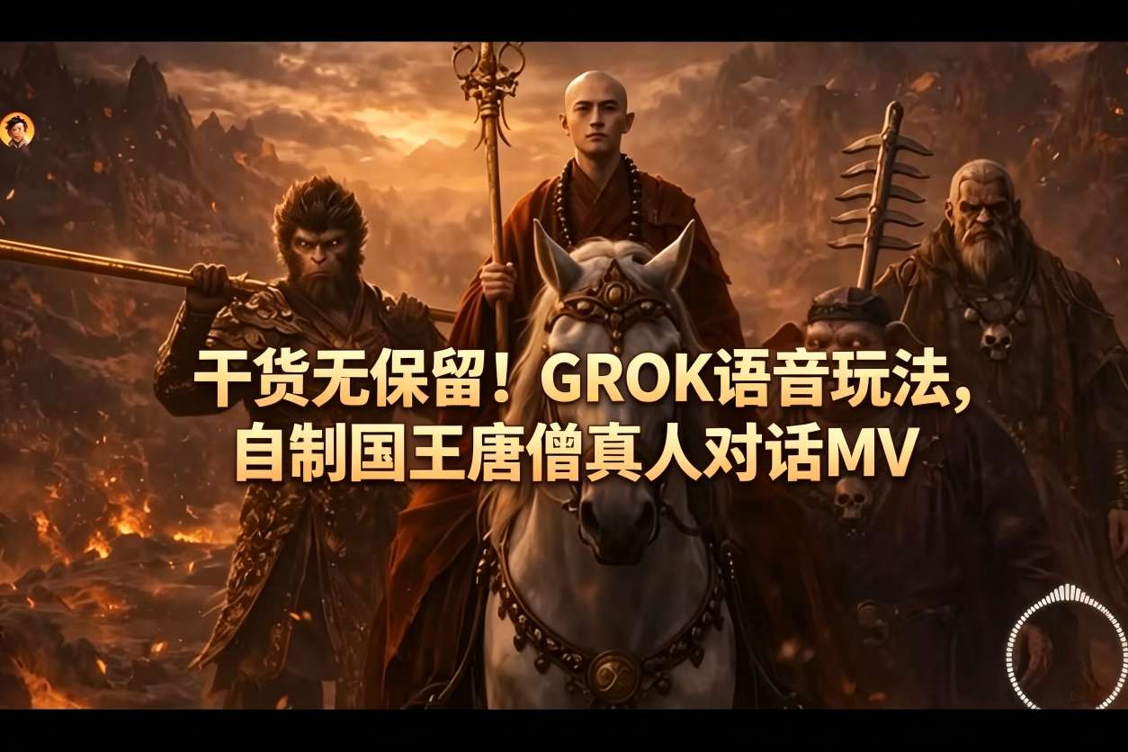 干货无保留!GROK语音玩法,自制国王唐僧真人对话MV-优优云网创