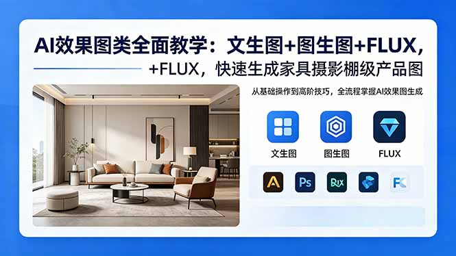 AI效果图类全面教学:文生图+图生图+FLUX,快速生成家具摄影棚级产品图-优优云网创