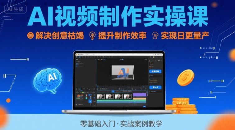 Ai视频制作实操课,解决创意枯竭、效率低下痛点,实现日更量产可持续变现(更新26年3月)-优优云网创