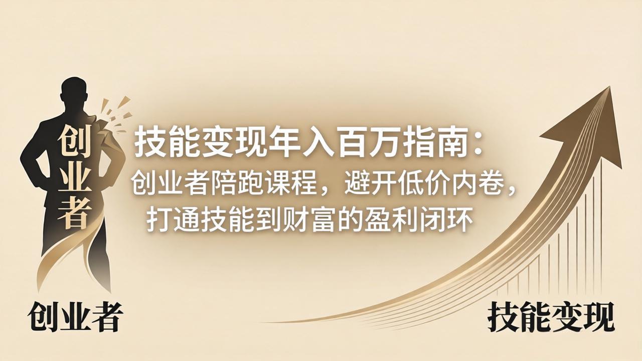 技能变现年入百万指南:创业者陪跑课程,避开低价内卷,打通技能到财富的盈利闭环-优优云网创