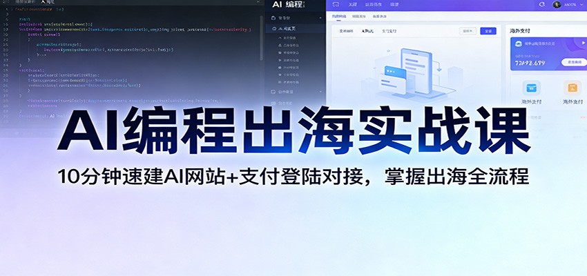 AI编程出海实战课:10分钟速建AI网站+支付登陆对接,掌握出海全流程-优优云网创