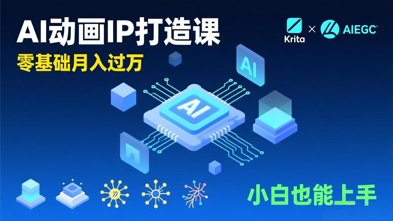 AI动画新手变现课,Krita+AIGC、模型训练、商单资源,零基础月入过万,小白也能上手-优优云网创