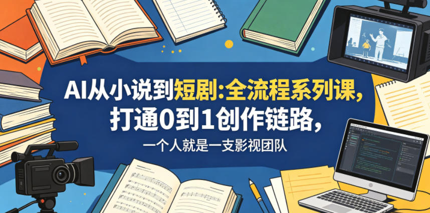 AI从小说到短剧全流程系列课，打通0到1创作链路，一个人就是一支影视团队-优优云网创