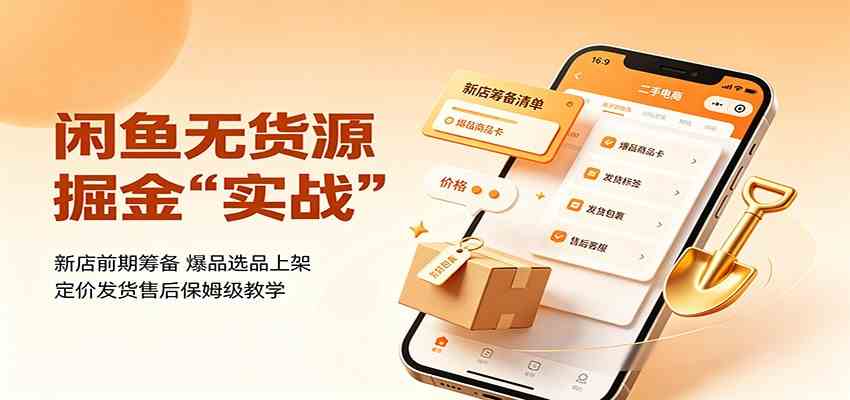 闲鱼无货源掘金实战：新店前期筹备，爆品选品上架，定价发货售后保姆级教学-思丰网赚