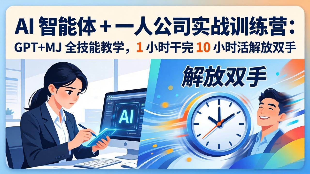 AI 智能体 + 一人公司实战训练营:GPT+MJ 全技能教学,1 小时干完 10 小时活解放双手-优优云网创