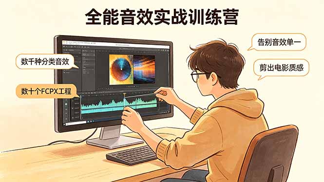 全能音效实战训练营:数千种分类音效+数十个FCPX工程,告别音效单一,剪出电影质感-优优云网创