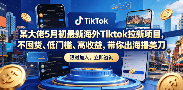 某大佬5月初最新海外Tiktok拉新项目，不囤货、低门槛、高收益，带你出海撸美刀-优优云网创