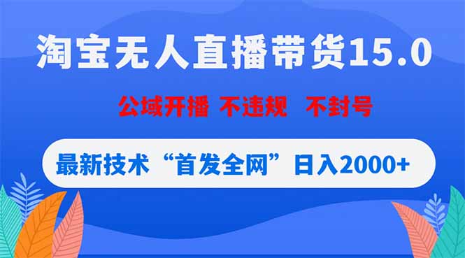 淘宝无人直播带货15.0，不封号，不违规，公域玩法，首发全网日入2000+-优优云网创