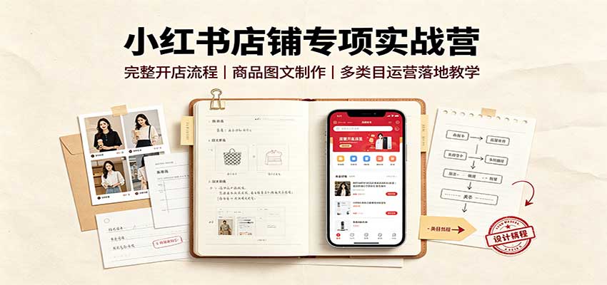 小红书店铺专项实战营:完整开店流程,商品图文制作,多类目运营落地教学-思丰网赚
