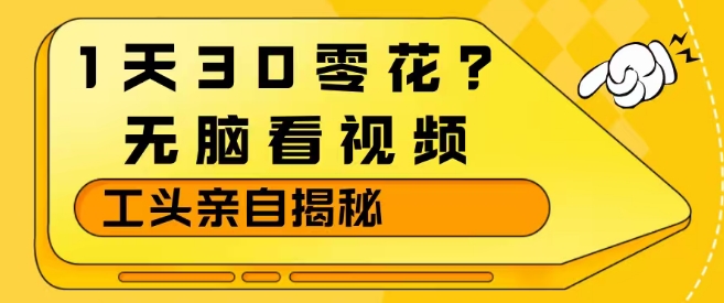 1天30零花?无脑看视频,大佬亲自揭秘-优优云网创