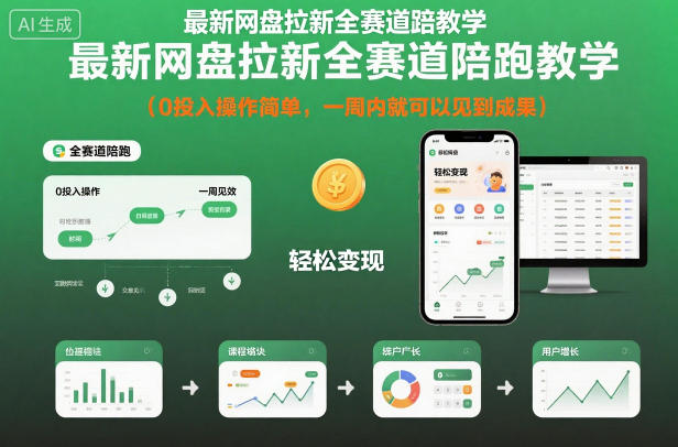 最新网盘拉新全赛道陪跑教学,0投入操作简单,一周内就可以见到成果-优优云网创