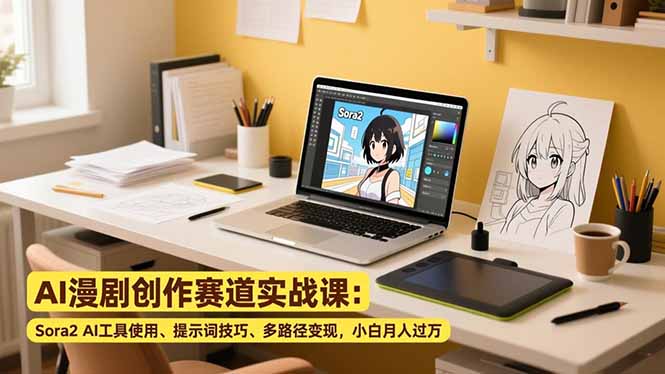 AI漫剧创作赛道实战课:Sora2 AI工具使用、提示词技巧、多路径变现,小白月入过万-优优云网创