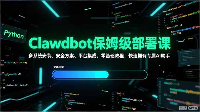 Clawdbot保姆级部署课,多系统安装、安全方案、平台集成,零基础教程,快速拥有专属AI助手-优优云网创