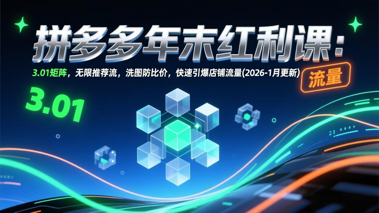拼多多年末红利课:3.01矩阵,无限推荐流,洗图防比价,快速引爆店铺流量(2026-1月更新-优优云网创